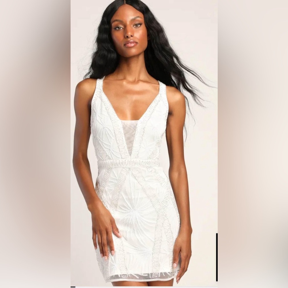 White beaded bachelorette dress